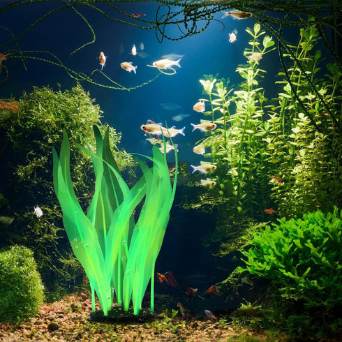 Fish Tank Decoration Plants, Artificial Aquarium Plants, Simulation Silk Aquarium Plants, Artificial Water Grass, 7 Inch Tall Floating Glowing Pla...