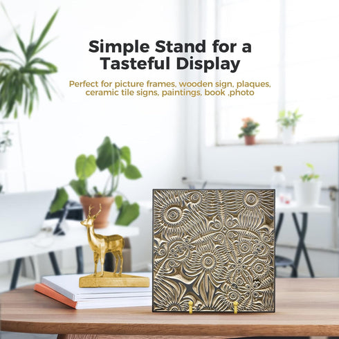 TR-LIFE Plate Stands for Display - 4.5 Inch Plate Holder Display Stand + Metal Frame Holder Stand for Picture, Decorative Plate, Photo Easel, Tabl...