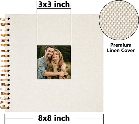 Vienrose 8x8 Inch Scrapbook DIY Small Hardcover Kraft White Pages Scrapbook Photo Album Linen Cover Scrap Book Photo Albums Scrapbooking Supplies ...