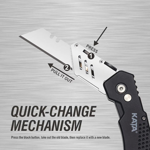 KATA 3-Pack Heavy Duty Box Cutter Folding Utility Knife With Zinc Alloy Body, Quick Change Blades, Lock-Back Design, Extra 12pc Blades For Cartons...