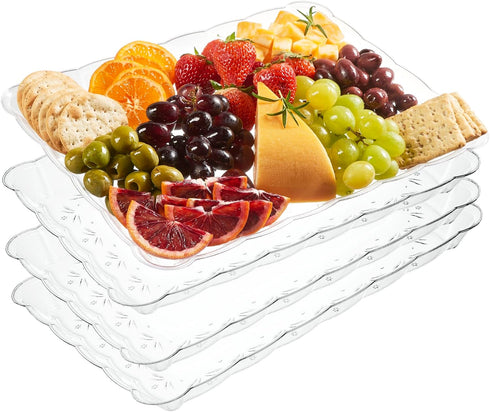 Plasticpro Plastic Serving Trays - Serving Platters Rectangle 9X13 Disposable Party Dish Includes 4 Trays...