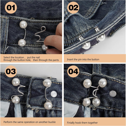 ZZXLLRO 51Pcs Pant Waist Tightener, Butterfly Jeans Buttons for Loose Jeans, Adjustable & Detachable Crystal Pants Clips for Waist, No Sew Button ...