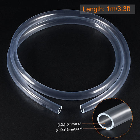 TOP-VIGOR 10mm ID 12mm OD PVC Clear Vinyl Tubing, 1M Length Food Grade Flexible Water Pipe, Plastic Tube for Transfer Water, Oil, Air, Powders & F...