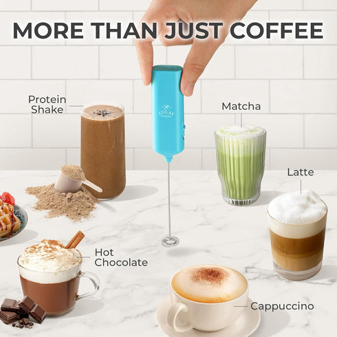 Zulay Kitchen Powerful Mini Milk Frother Handheld - Electric Hand Mixer - Portable Frother Wand for Coffee - Small Drink Blender for Lattes, Cappu...