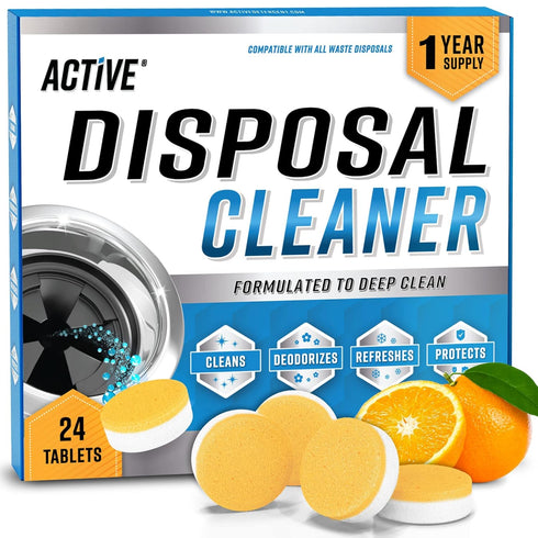 ACTIVE Garbage Disposal Cleaner Deodorizer Tablets 24 Pack - Fresh Citrus Foaming Scrub Sink and Disposer Freshener, Natural Kitchen Drain Cleanin...