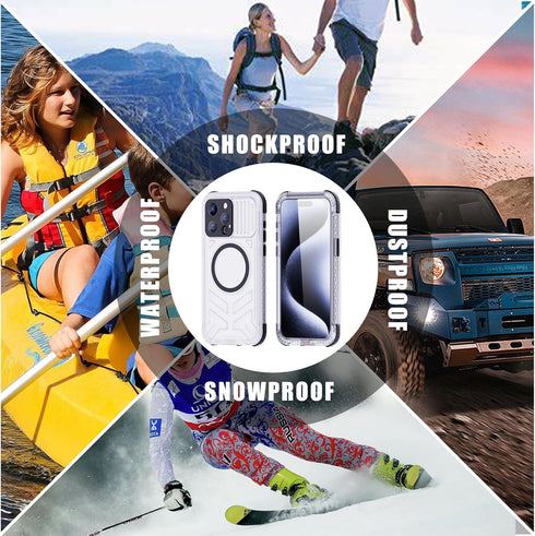 Designed for iPhone 15 Pro Max Case Waterproof, Built in Screen Protector, IP68 Underwater, Full Body Protective Phone Case Cover Dustproof Shockp...