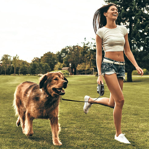 Fida Retractable Dog Leash with Dispenser and Poop Bags, 16 ft Pet Walking Leash for Medium Dog or Cat up to 44 lbs, Anti-Slip Handle, Tangle Free...