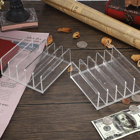 Hipiwe 2-Pack Acrylic File Organizer for Sorting Mail - 5 Slots Letter Sorter Clear Desktop Bill Divider Holder for Paper Envelope Document Book C...