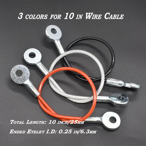 10 pcs 10 inch (25cm) 3mm Thickness Galvanized Steel Wire Cable Eyelets Ended Short Rope Lanyard Safety Tether Chain Lock with Vinyl Coated Cover ...