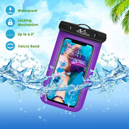 MoKo Waterproof Phone Pouch Holder 2Pack, Underwater Cellphone Case Dry Bag with Lanyard Armband Compatible with iPhone 14 13 12 11 Pro Max X/Xr/X...