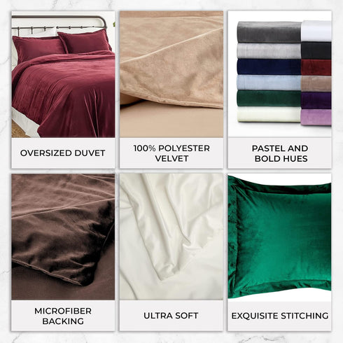 Tribeca Living VENICEDUVET Venice Velvet Oversized Solid Duvet Set, 3 pcs, King, Navy Blue...