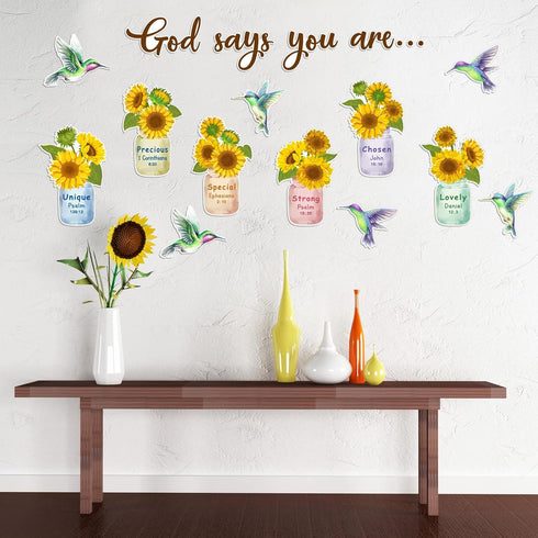 28 Pcs Sunflower Cutouts Spring Bulletin Board Decoration Classroom Wall Decor Spring Wall Art You are My Sunshine Set Bee Party Hummingbird Inspi...