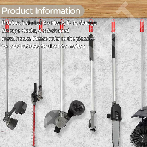 4Pack Garage Storage Hooks Attachment Compatible with Milwaukee M18 Fuel Quik-Lok, for garages, basements, backyards, cars, houses, storage rooms,...