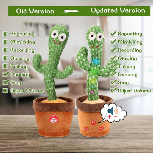 Emoin Dancing Cactus Baby Toys, Talking Cactus Toys Repeats What You Say Baby Boy Toys, Dancing Cactus Mimicking Toy with LED English Sing Talking...