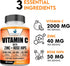 American Standard Supplements Vitamin C 2000mg, Zinc 40mg, and Rose HIPS 50mg Per Serving – Vegan, Gluten Free, Non-GMO (120 Count)...