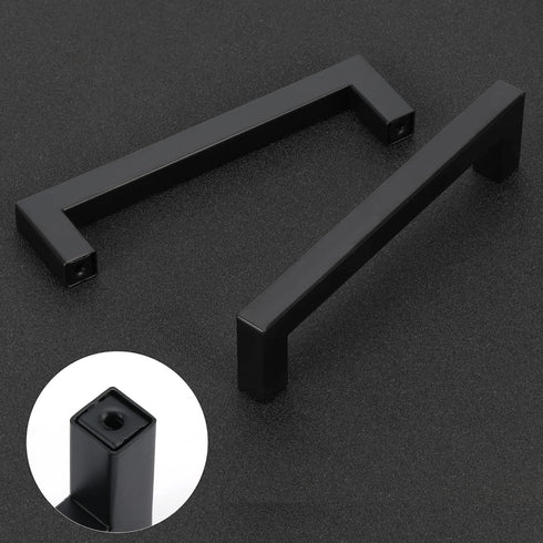 Cabinet Pulls Matte Black Cabinet Handles Square Drawer Pulls, 5 Pack 3-3/4 Inch Stainless Steel Kitchen Door Cupboard Cabinet Handles, Drawer Har...