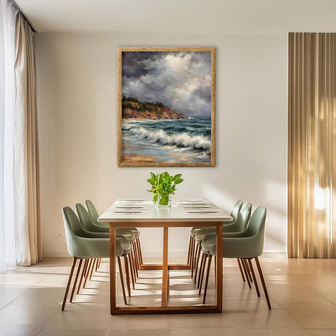 Posterizer 1 pcs- sea and beach themed oil painting style print 8-Landscape & Nature Art-Floral Botanical Art- Decor for Home & Office- unframed w...
