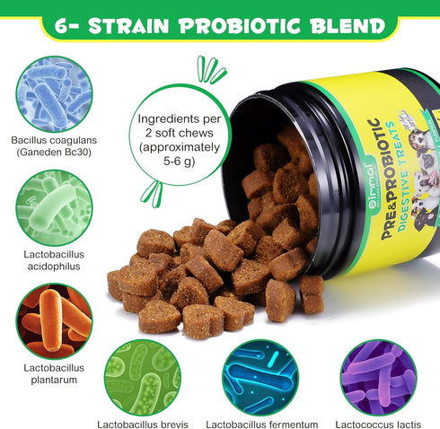 Probiotic Chews for Dogs (Duck 120PCS), Probiotics for Dogs with Digestive Enzymes, Dog Probiotics for Yeast, Itchy Skin, Anti Diarrhea, Gut Diges...