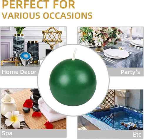Zest Candle 6-Piece Ball Candles, 3-Inch, Hunter Green...