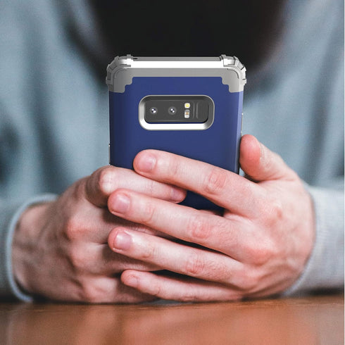 for Galaxy Note 8 Case, Note 8 Case Blue for Men, IDweel 3 in 1 Shockproof Slim Hybrid Heavy Duty Protection Hard PC Cover Soft Silicone Rugged Bu...