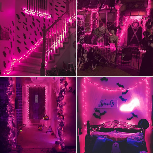 Purple Halloween Lights Outdoor,50 Count Incandescent Bulb Waterproof Fairy Lights?13FT UL Certified Mini String Lights for Holiday Decorations, C...