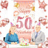 DPKOW Rose Gold 50th Birthday Banner - Backdrop, Wall & Garden Decoration, 185 x 90cm Fabric...