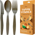 EQUO Coffee Disposable Utensil Set (Pack of 30 Forks, Spoons, Knives - 10 each) - Plastic-free, Home-compostable, Heat-safe utensils for Parties, ...