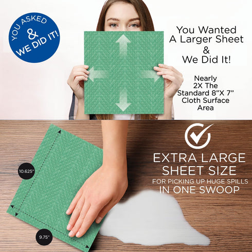 LOLA Swedish Dishcloths for Kitchen - 12 Pack, Ultra Absorbent Eco Friendly Cleaning Cellulose Sponge Dish Cloths, Reusable Paper Towels, Washable...