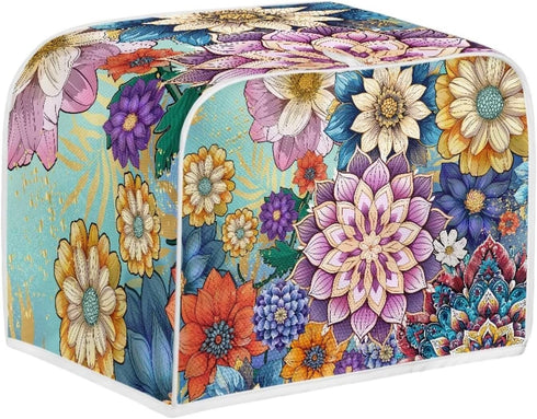UNICEU Boho Flower Bright Blossom 4 Slice Quilted Toasters Cover, Dust-proof Toasters Cover Bread Maker Cover Kitchen Small Appliance Dust Cover...