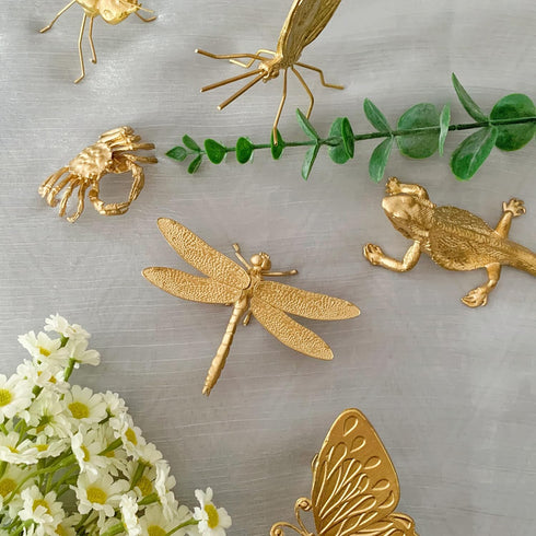 Gold Dragonfly Sculpture Solid Metal Insect Ornament Mini Insect Figurine for Home Office Garden Desktop Decor (Dragonfly)...