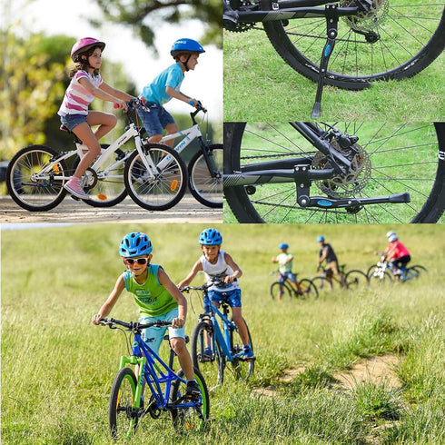 Bike Kickstand Kids- Adjustable Rear Side Aluminum Alloy Bicycle Stand Kickstand Fit for 16”18" 20" 22“Bike Kick Stand for Mountain Bike Road Bicy...