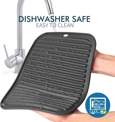 HOTEC Silicone Trivets for Hot pots and Pans, Heat Resistant for Kitchen Counter Dish Drying Mat, Set of 2 Dark Grey...