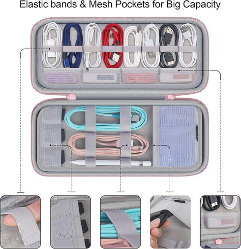 Hard Electronics Organizer, Universal Travel Cable Organizer, Large Electronic Accessories Storage Case Bag for Laptop Adapter, Cord, Charger, Plu...