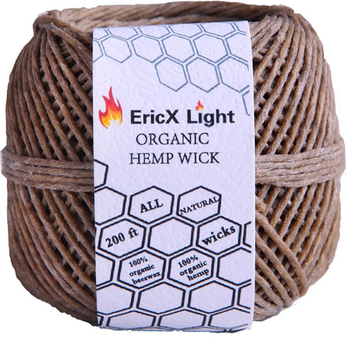 EricX Light Organic Hemp Wick,200 FT Spool,Well Coated with Beeswax,Standard Size(1.0mm)...