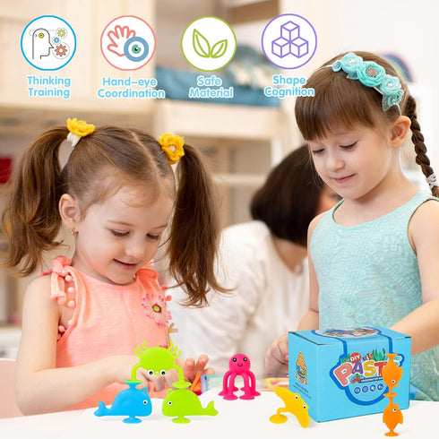 Baby Suction Cup Toys, Ocean Animals Sucker Toys with Mesh Bag Storage, 18 PCS Bath Toys for Kids Ages 4-8, Sensory, Window and Travel Toy, Montes...