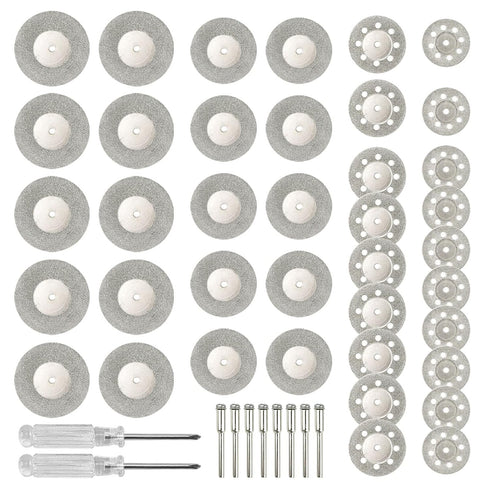 40 Pcs Diamond Cutting Wheel Set, 25mm/30mm/35mm/40mm Diamond Coated Cutting Wheel with 8 Pcs 3mm Mandrel and 2 Pcs Screwdriver...
