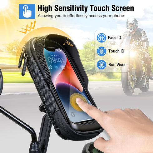 Waterproof Motorcycle Phone Mount 360° Rotation Motorcycle Rearview Mirror Phone Holder Anti-Shake Large Capacity Motorcycle Cell Phone Holder wit...