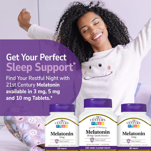21st Century, Melatonin Quick Dissolve Tablets 10 mg, White, Cherry, 120 Count...