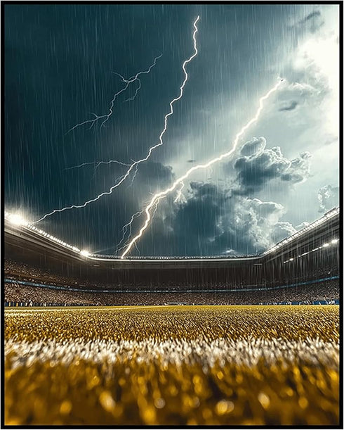 Posterizer 1 pcs-football-soccer field with storm clouds and lightning-Sports & Hobby Art Gifts for sports fans Decor for Home & Office- unframed ...