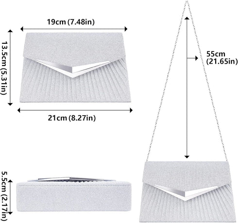 Larcenciel Women's Evening Handbags, Sparkly Pleated Evening Purse, Elegant Sequins Clutch for Wedding Formal Cocktail Party...