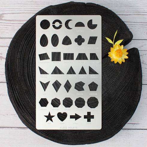 Aleks Melnyk No.414 Metal Stencil, Geometric Shapes with Definition, Small Stencil, 1 PC, Template for Wood Burning, Engraving, Crafting, Scrapboo...