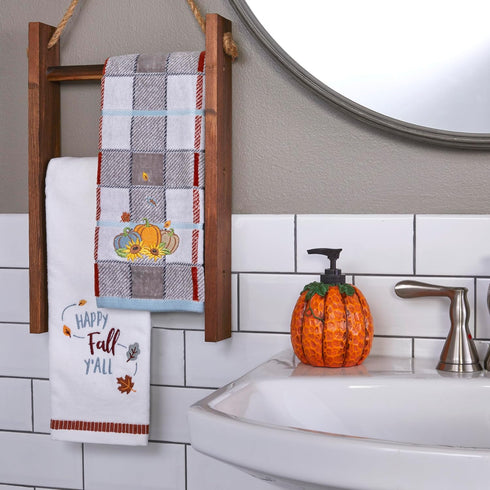 SKL Home Harvest Happy Fall Y'all Hand Towel Set for Bath/Kitchen/Bar & Gift, 16" x 25", White 2 Count...