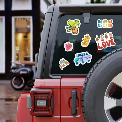 Pack 50 PCS ASL Stickers American Sign Language Vinyl Decals Waterproof Decorations Patches Laptop Bumper Water Bottles Computer Bicycle Luggage C...