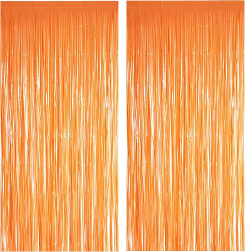 Orange Tinsel Curtain Party Backdrop - GREATRIL Foil Fringe Curtain Party Streamers for Fall/Thanksgiving Day/Birthdays/Doorway/Easter/Coco Theme/...