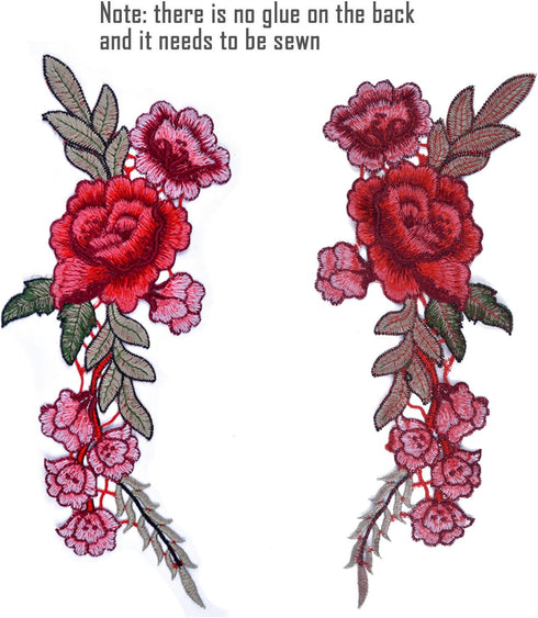 BronaGrand 10 Pieces 5 Pairs Embroidered Patches Rose Flower Sew on Patch Applique for DIY Clothing, Jeans,Sewing...