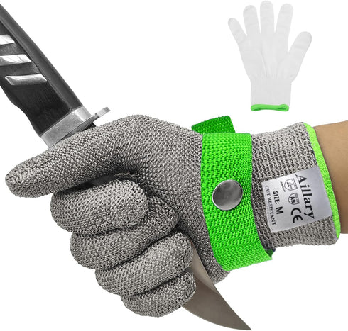 Level 9 Cut Resistant Kitchen Glove,Food Grade,Machine Washable,Stainless Stell Wire Metal Mesh Safety Work Glove for Mandolin,Meat Cutting,Oyster...