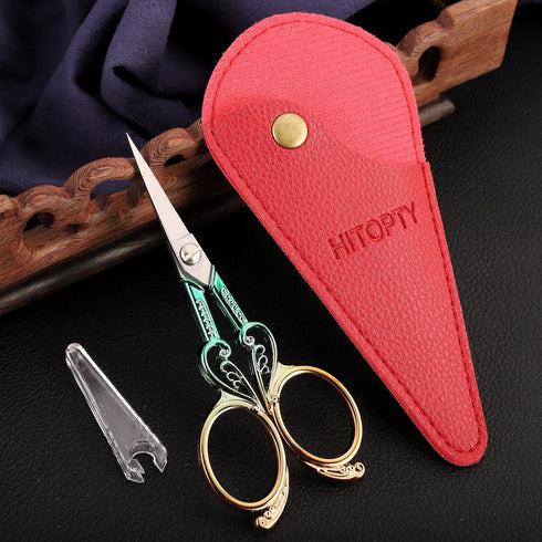Sharp Embroidery Scissors Precision Sewing Scissor with Cover, Crochet Shears for Needlework Craft Thread Snips Cross Stitch Detail Cutting DIY To...