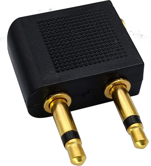 Dual 3.5mm (1/8") Male to 3.5mm Female AUX Audio Jack Adapter Converter for Using Headphone on Airplane Airline Flight (2 Pack)...