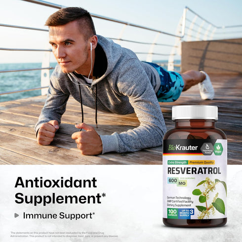 Resveratrol Capsules - Natural Antioxidant Resveratrol Supplement - Organic Resveratrol Powder 600 mg - Bioactive 98% Pure Trans Resveratrol - 100...