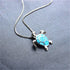 Cute Turtle Pendant Necklace Lovely Animals White Created Fire Opal Silver Chain Necklace Jewellery Gifts (Blue)...